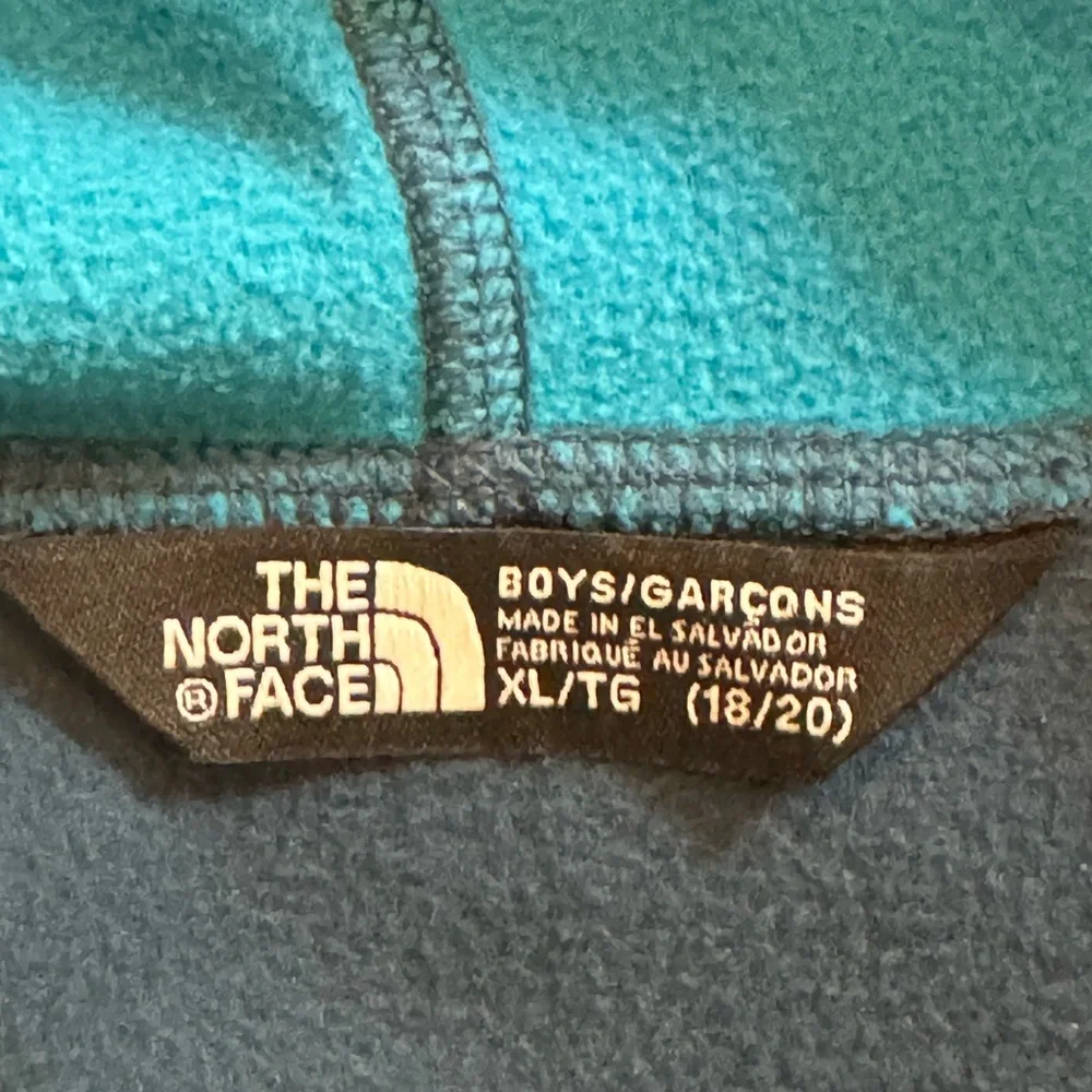 The North Face Boys Blue Hooded Fleece Full Zipper Jacket XL 18/20